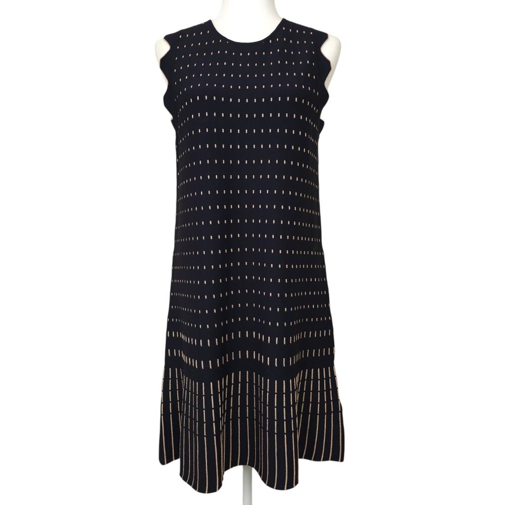 NWT Ted Baker Relioa Navy & Rose Gold Metallic Jacquard Dress Size 3 / US 8